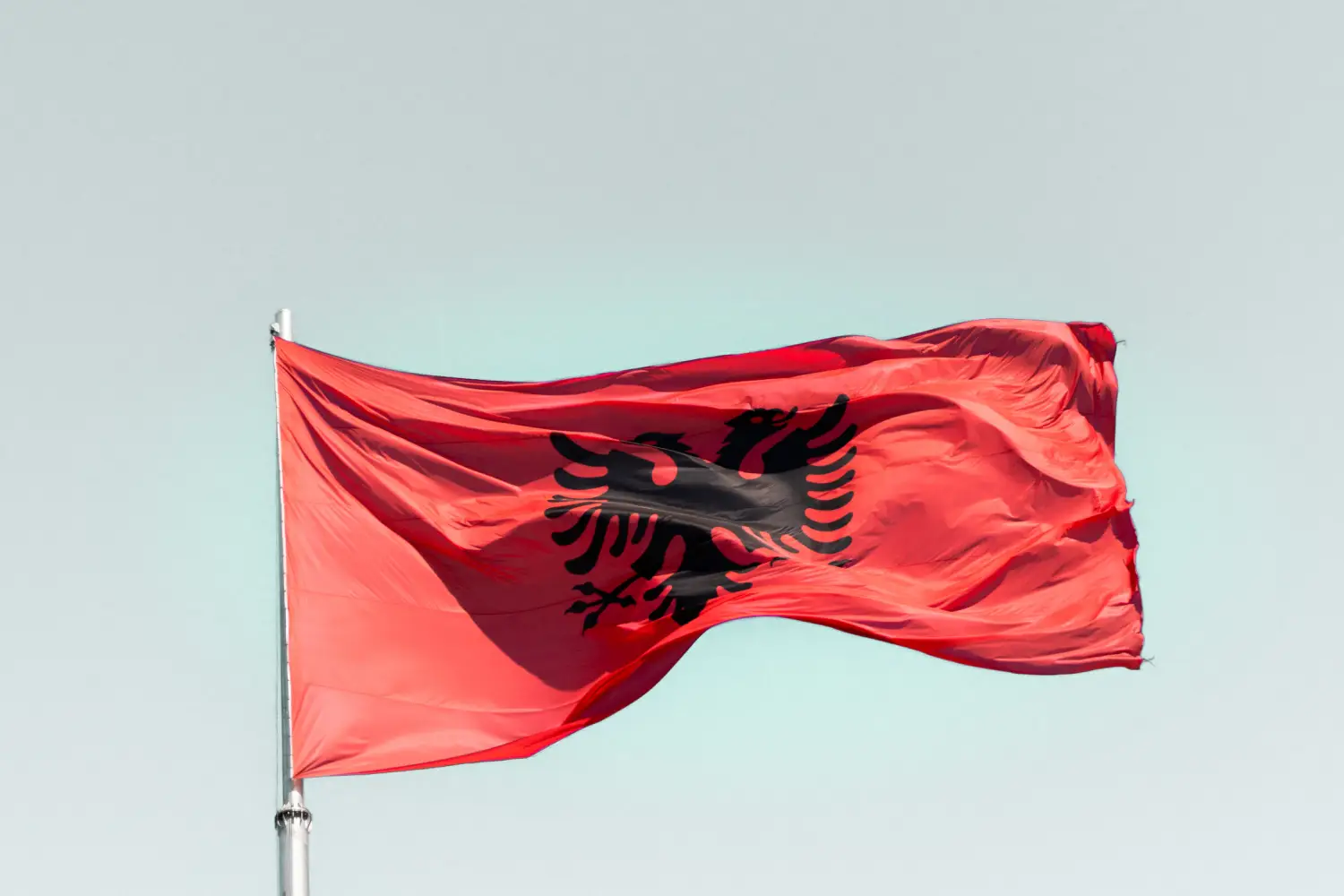 Η αλβανική σημαία με το μαύρο δικέφαλο αετό